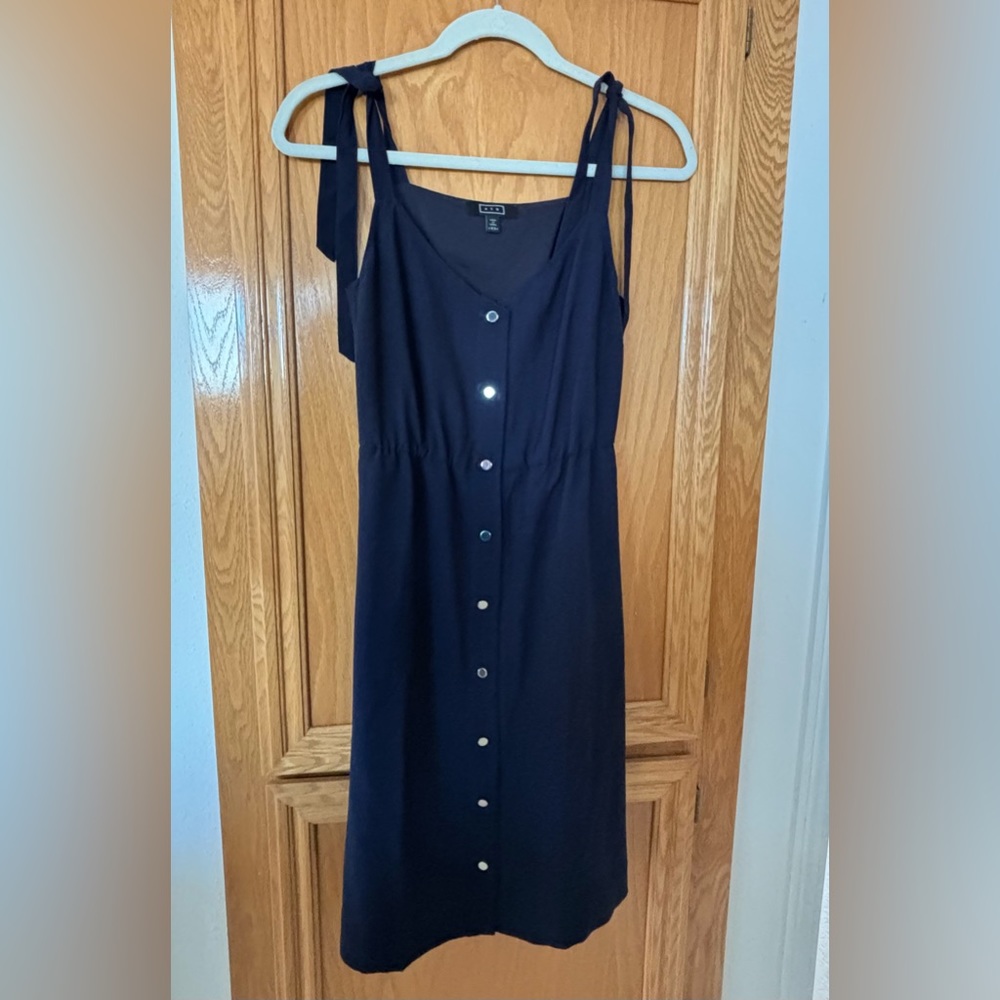 AYR dark blue tie detail midi dress XS